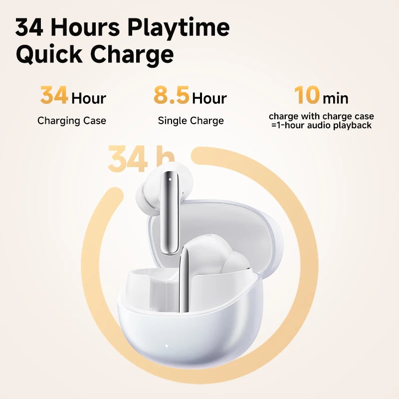 QCY MeloBuds Pro سماعات أذن لاسلكية هجينة وخاصية إلغاء الضوضاء النشطة 46dB بلوتوث 5.3 LDAC صوت عالي الدقة 34H