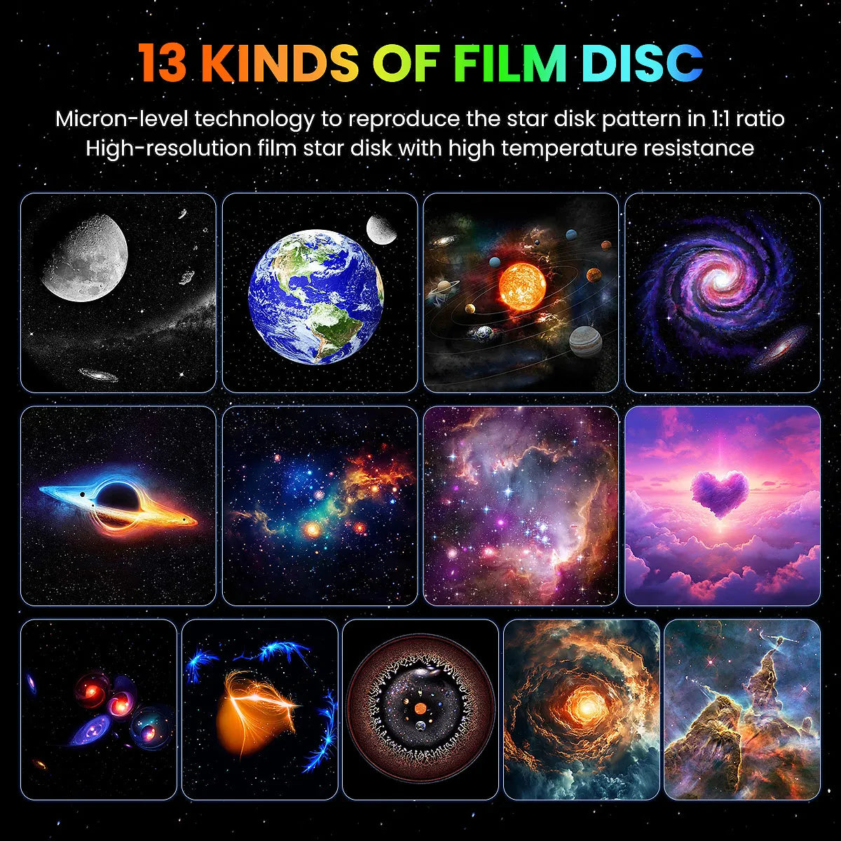 Upgrade 13 in 1 Starry Sky 4K HD Planetarium Galaxy Projector PRO Lamp, Timer, Nebula Night Light for Bedroom Gift, Home Party