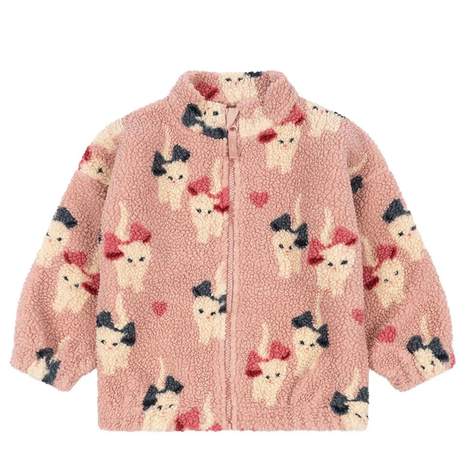 Konges Slojd Winter Baby Girls Lambswool Jackets Kids Clothes Girls Cartoon Kitten Swan Beetle Outerwear Boys Striped Coats 1-9Y