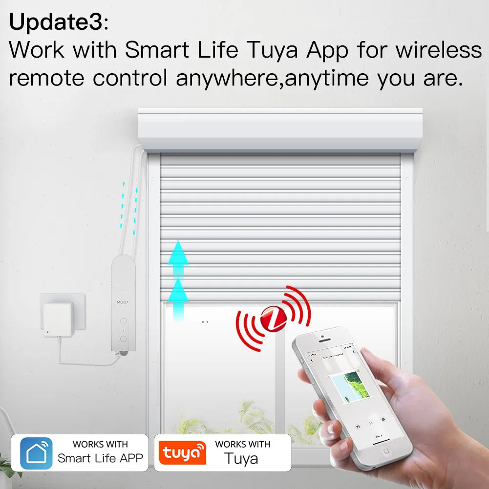 ZigBee-tiendas enrollables motorizadas inteligentes, bricolaje, Motor de accionamiento, Hub, aplicación Tuya Smart Life, Alexa, Google Home, Control por voz