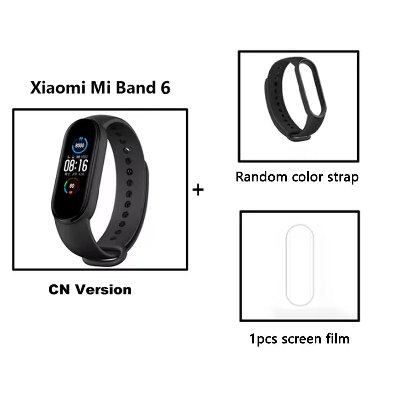 Original Xiaomi Mi Band 6 CN Edition Smart Band Phone Kit Fitness Tracker Bluetooth Smart Heart Rate Monitoring Sports Band