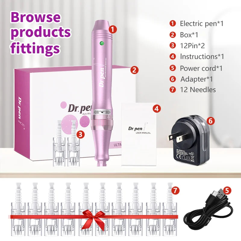 Authentic Dr. Pen Ultima M7 10 Pcs Needles Multi-function Facial Mesotherapy Micro Skin Wireless Electric Derma Beauty Device
