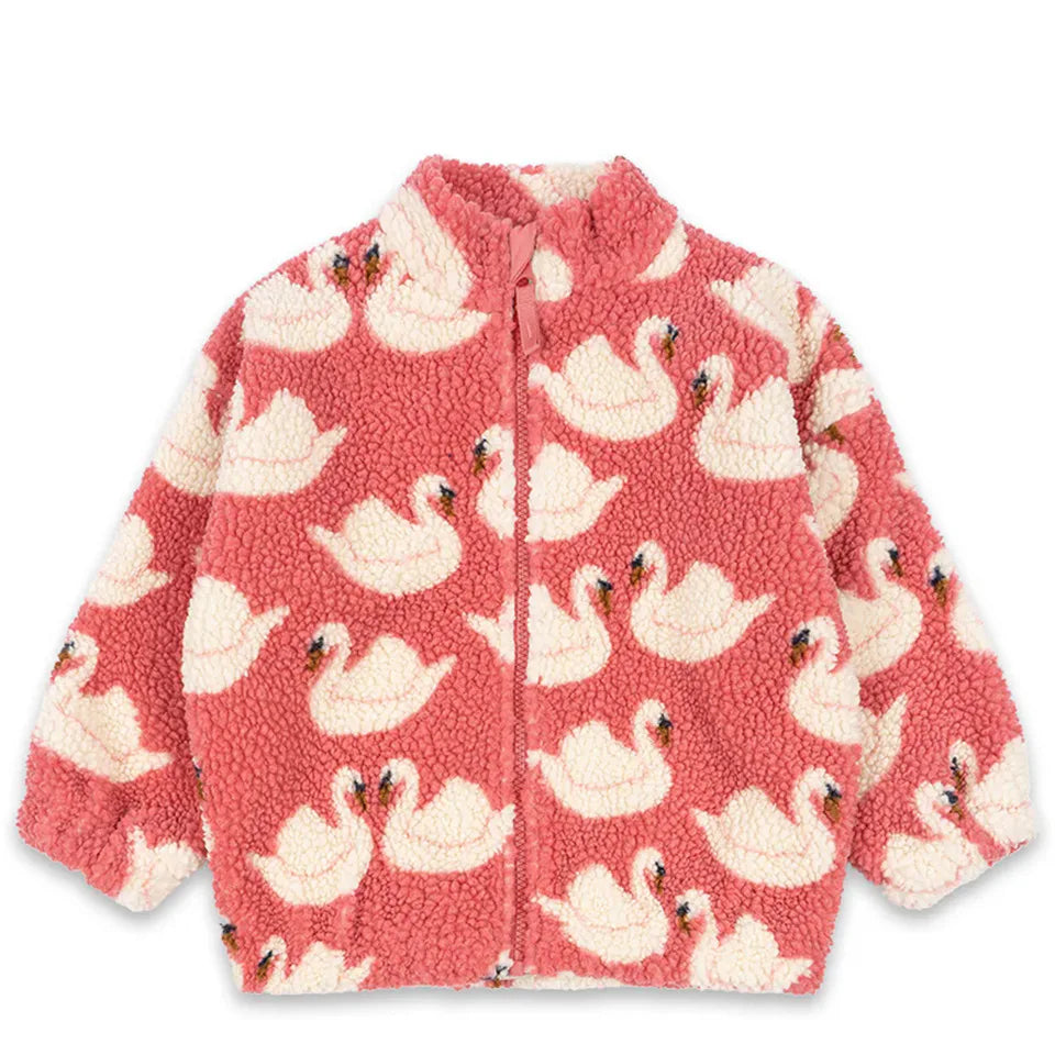 Konges Slojd Winter Baby Girls Lambswool Jackets Kids Clothes Girls Cartoon Kitten Swan Beetle Outerwear Boys Striped Coats 1-9Y