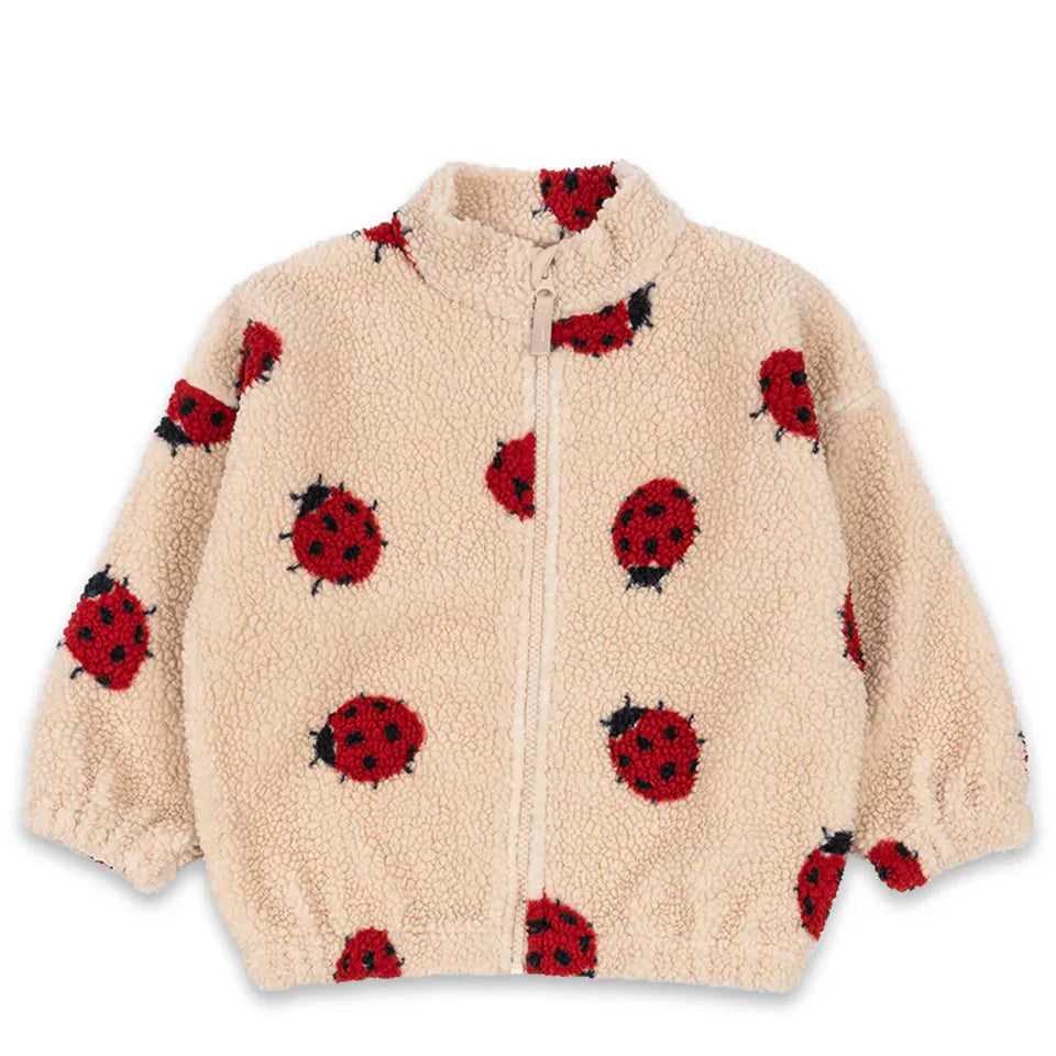 Konges Slojd Winter Baby Girls Lambswool Jackets Kids Clothes Girls Cartoon Kitten Swan Beetle Outerwear Boys Striped Coats 1-9Y