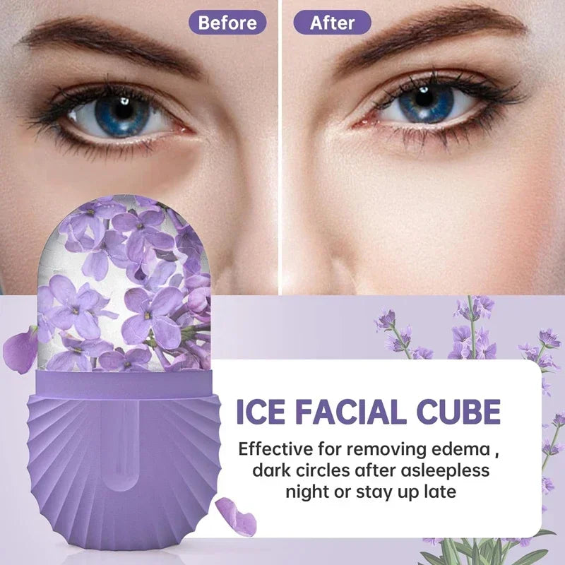 Facial massager 1PCS Ice Face Roller Ice Cube Beauty Massage Silicone Ice Mold For Eye Puffiness Ice Facial Roller Shrink Pores