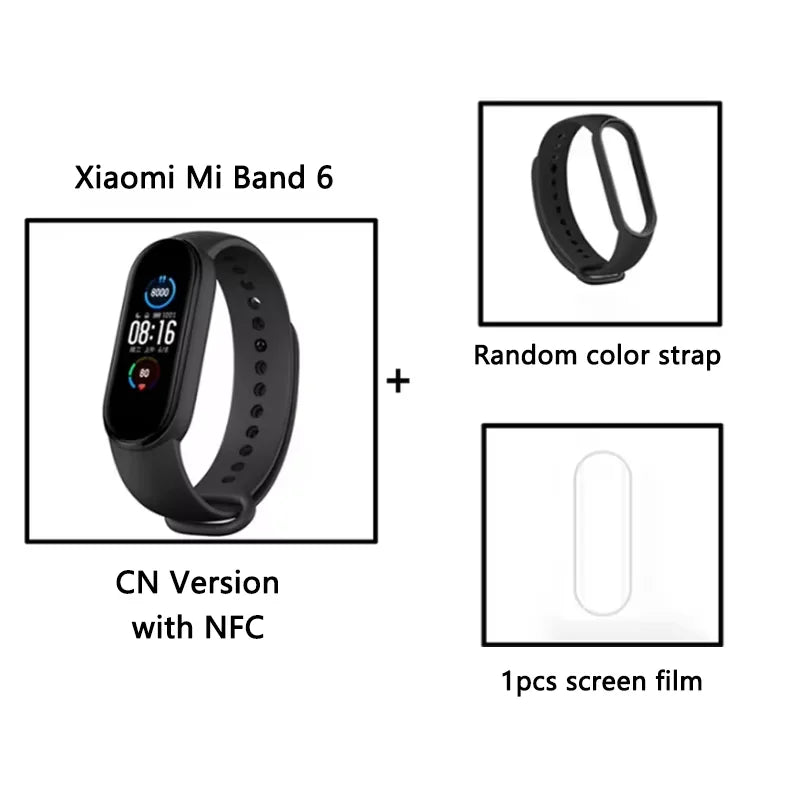 Original Xiaomi Mi Band 6 CN Edition Smart Band Phone Kit Fitness Tracker Bluetooth Smart Heart Rate Monitoring Sports Band