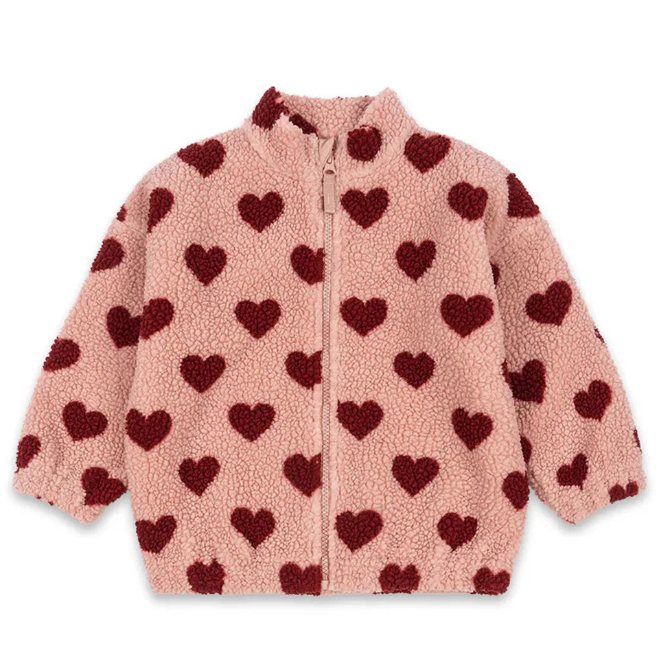 Konges Slojd Winter Baby Girls Lambswool Jackets Kids Clothes Girls Cartoon Kitten Swan Beetle Outerwear Boys Striped Coats 1-9Y