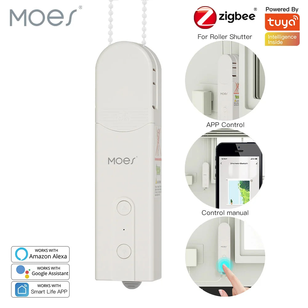 ZigBee-tiendas enrollables motorizadas inteligentes, bricolaje, Motor de accionamiento, Hub, aplicación Tuya Smart Life, Alexa, Google Home, Control por voz
